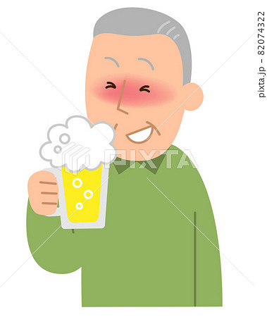 酒を飲んでいるおじいちゃんの絵