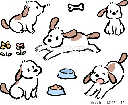 伏せ 正面 イラスト 犬のイラスト素材