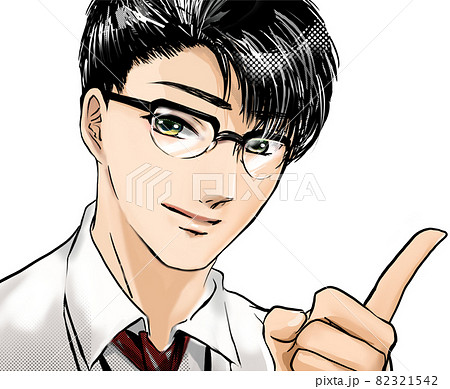 イケメン 男性 笑顔 さわやかのイラスト素材