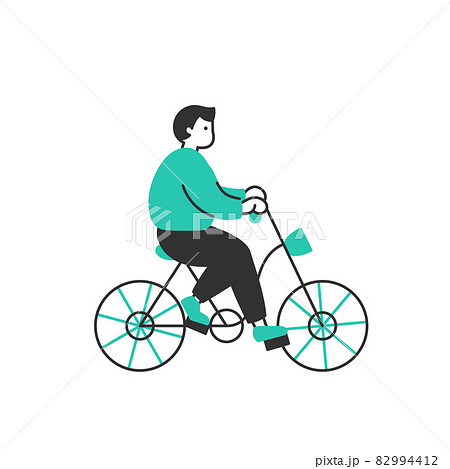 かわいい イラスト シンプル 自転車 女の子の写真素材