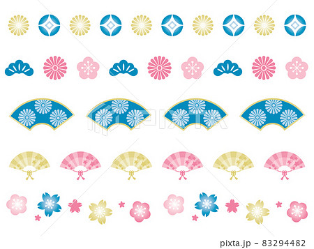 ベクター ライン 和柄 セットのイラスト素材