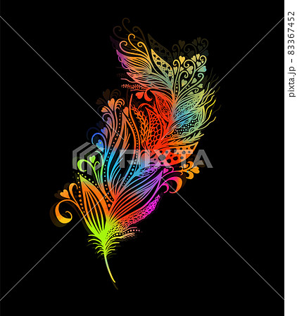 ベクター クジャクの羽 孔雀の羽 水彩画のイラスト素材