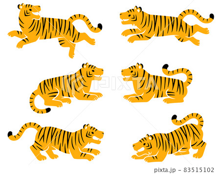 タイガー トラ 虎 走るのイラスト素材