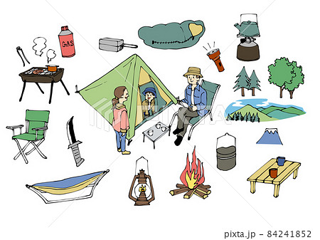キャンプ場 かわいいのイラスト素材