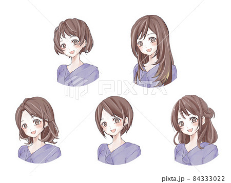 女性 ボブ ショートボブ 髪型のイラスト素材 女性 ボブ ショートボブ 髪型のイラスト素材