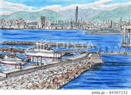 港の風景 水彩画 風景 水彩画 海 港のイラスト素材 - PIXTA