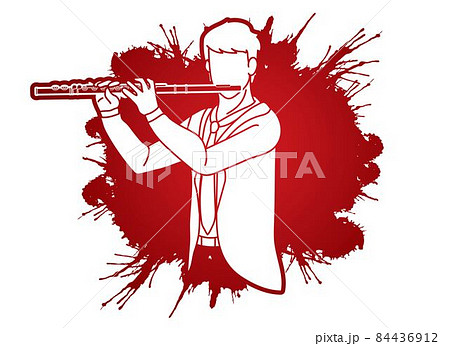 フルート奏者のイラスト素材