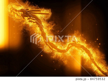 ドラゴン かっこいい 炎 アブストラクトのイラスト素材