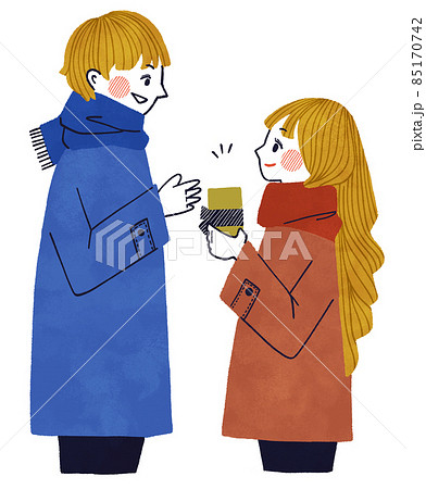 冬コーデのイラスト素材