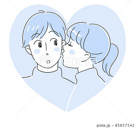 ほっぺキスの写真素材