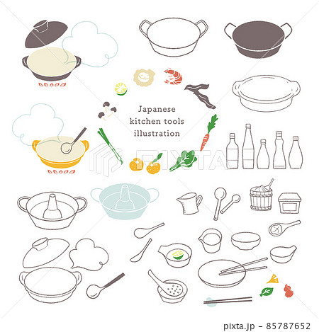 ベクター 手書き キッチン 調理器具のイラスト素材