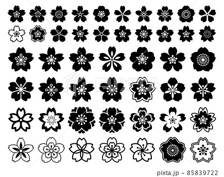 花 モノクロ 桜 和風のイラスト素材