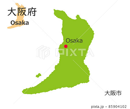 大阪 アイコン シルエット 地図のイラスト素材