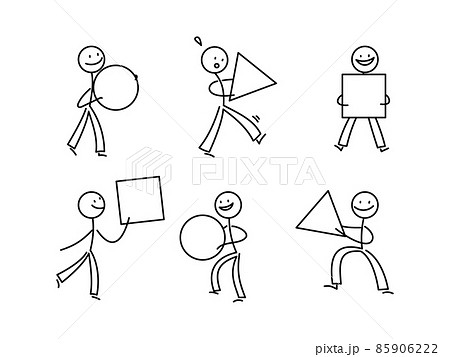 棒線画 棒人間 手書きのイラスト素材