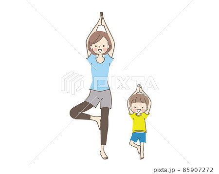 親子ヨガのイラスト素材