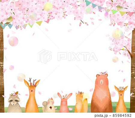 春 動物 フレーム こどものイラスト素材