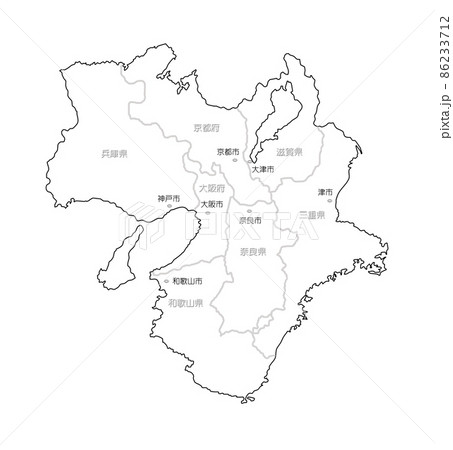 京都 京都府 地図 白地図のイラスト素材