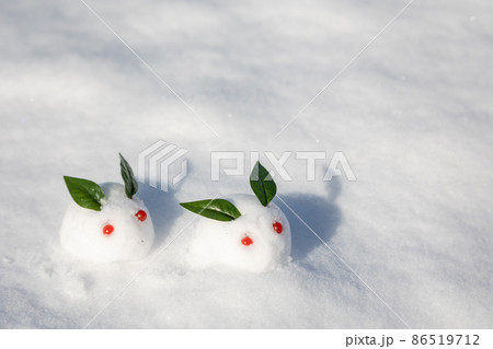 ゆきうさぎ 雪だるまの写真素材 - PIXTA