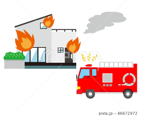 消防車 かわいいのイラスト素材