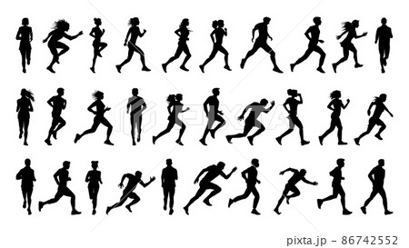 silhouette of running woman profilec simple black icon, vector e