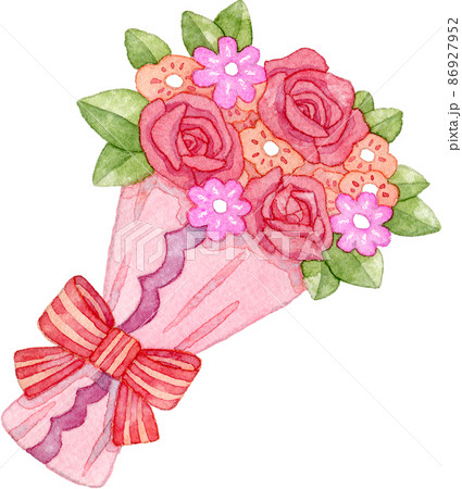 花 薔薇 花束 ブーケのイラスト素材
