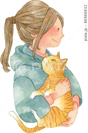 動物 猫 イラスト 横向きのイラスト素材