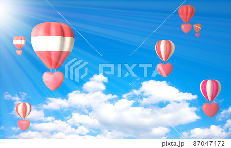 風船 子ども シルエット 赤のイラスト素材