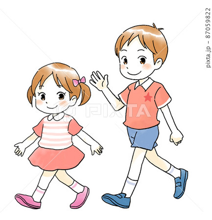 歩く 子供のイラスト素材