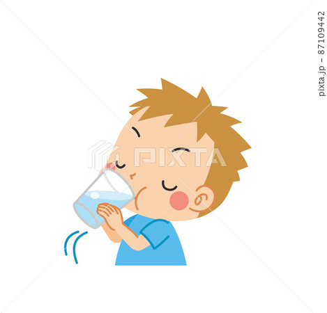 水分補給 子供 コップ イラストのイラスト素材