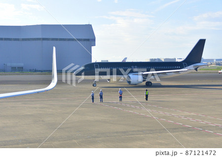 見送り 空 空港の写真素材