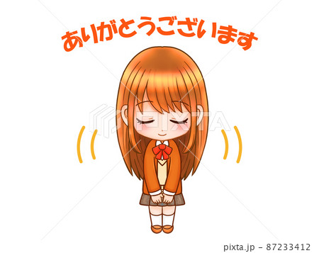 ちびキャラ 女の子 イラストの写真素材
