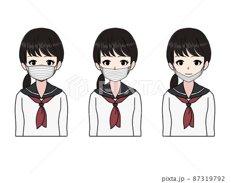 マスク 女の子のイラスト素材