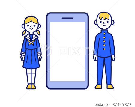 スマホ スマートフォン 高校生 中学生のイラスト素材