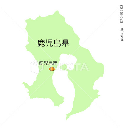鹿児島市地図のイラスト素材