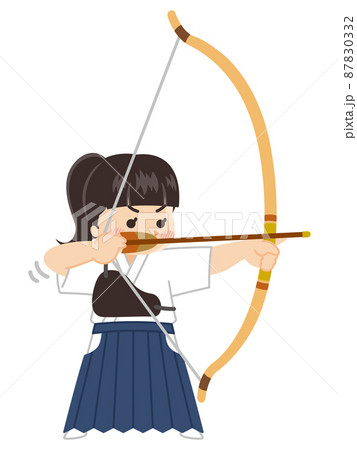 弓道 日本人 人物 弓のイラスト素材