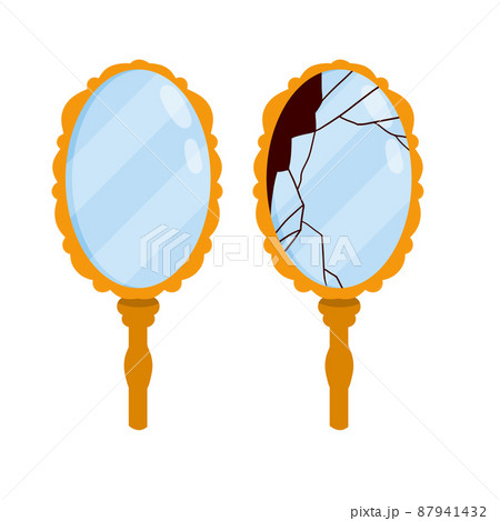 鏡 ひび割れ 亀裂 割れるの写真素材