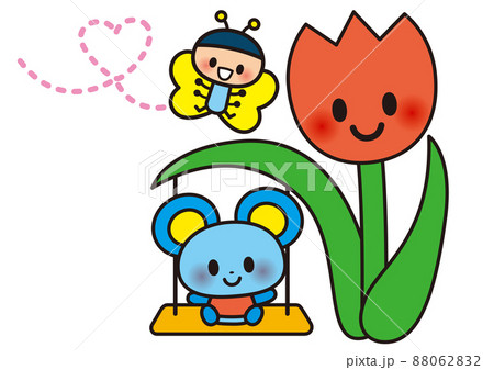 ねずみ 動物 キャラクター 笑顔のイラスト素材