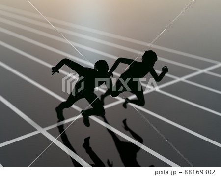 シルエット 走る ダッシュ 人物のイラスト素材