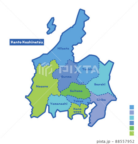 関東地方の地図のイラスト素材