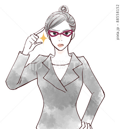 睨む 正面のイラスト素材 睨む 正面のイラスト素材