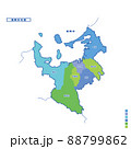 福岡市地図 シンプル青 市区町村のイラスト素材 [65688831] - PIXTA
