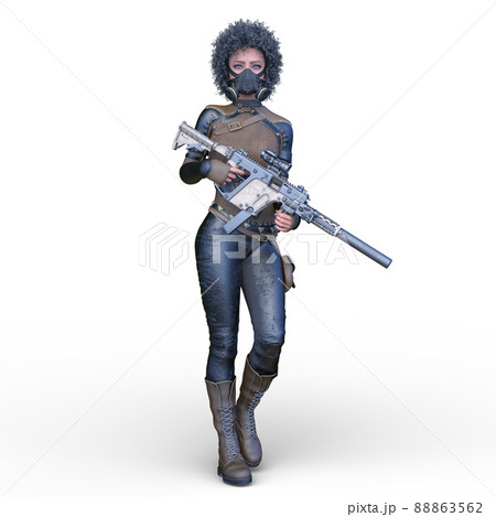 ポーズ 女性 人物 銃のイラスト素材