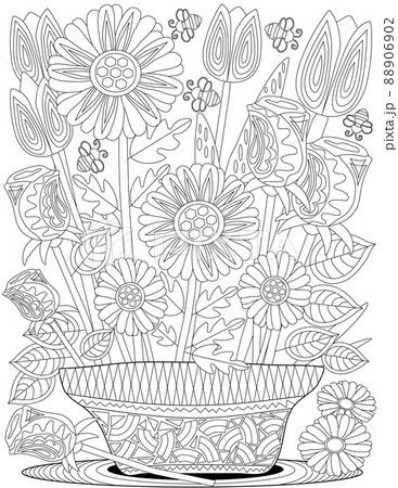 花 白黒 一輪のイラスト素材