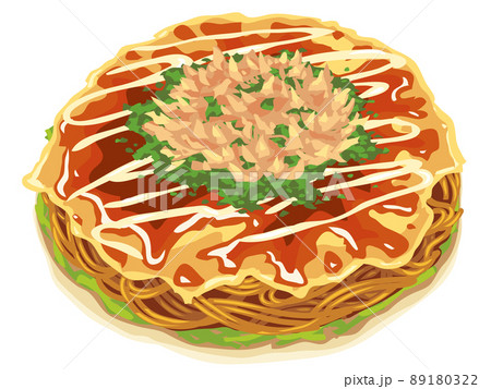 広島風お好み焼きのイラスト素材