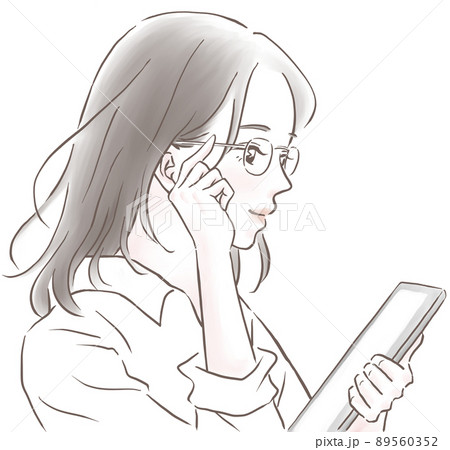 女性 人物 横顔 おしゃれのイラスト素材