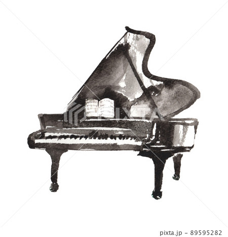ピアノ 水彩画 楽器 グランドピアノのイラスト素材