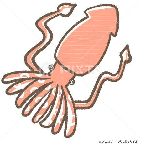 イラスト イカ キャラクター かわいいのイラスト素材