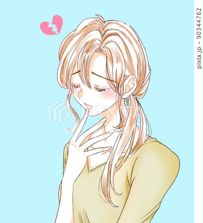 失恋 女性 人物 泣くのイラスト素材