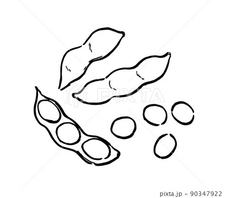 線画 モノクロ 食べ物 枝豆のイラスト素材