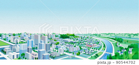 都市風景イラスト長袖シャツ 38サイズ lll206-1.jpg